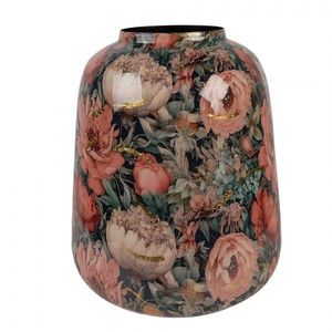 Barevná kovová dekorační váza s květy Margo - Ø 21*25 cm 66384 obraz