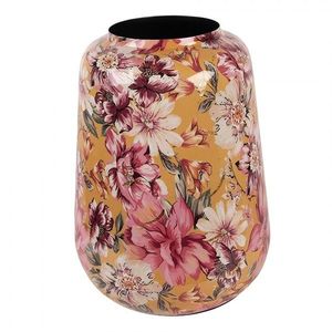 Žlutá kovová dekorační váza s květy Margo - Ø 27*34 cm 66383 obraz