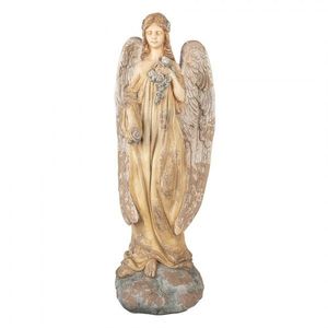 Béžová antik dekorace socha anděl Angel Vintage - 28*22*71 cm 5MG0083 obraz