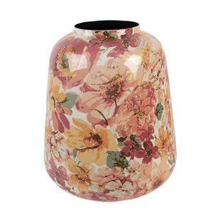 Růžová kovová dekorační váza s květy Margo - Ø 21*25 cm 66385 obraz