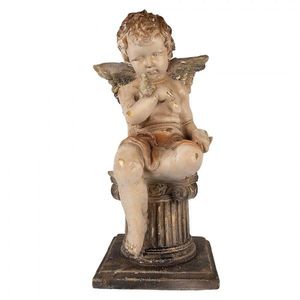 Béžová antik dekorace socha andílek Angel Vintage - 30*30*60 cm 5MG0099 obraz