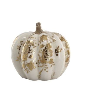 Krémová antik keramická dekorace dýně Melun gold M - Ø 14*12 cm 39118913 obraz