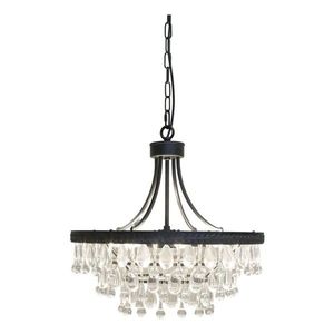 Černý antik lustr s kapkovitými krystaly Versailles - 50*49cm/ E14/ 40W 71140024 obraz