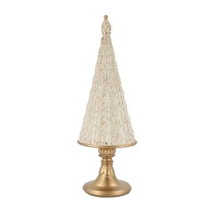 Krémovo-zlatý antik dekorační vánoční stromek Noël - Ø 11*10*32 cm 52085719 obraz