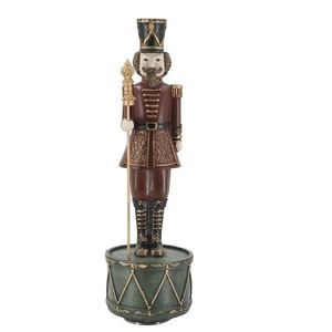 Višňovo-zelená antik hrací skříňka Louskáček Noël - Ø 8, 5*28 cm 52085333 obraz