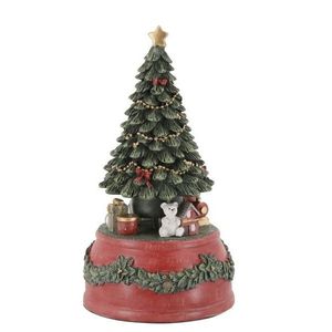 Višňovo-zelená antik hrací skříňka stromek Noël - Ø 10*18, 5 cm 52085233 obraz