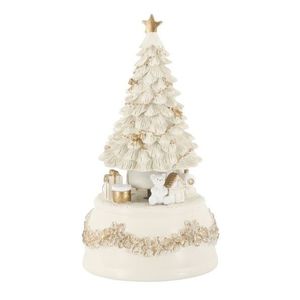 Krémovo-zlatá antik hrací skříňka stromek Noël - Ø 10*18, 5 cm 52085219 obraz