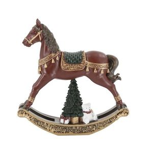 Višňovo-zlatý antik houpací koník Noël - 18*4, 5*18 cm 52085533 obraz