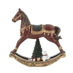 Višňovo-zlatý antik houpací koník Noël - 14*3, 5*14 cm 52085433 obraz