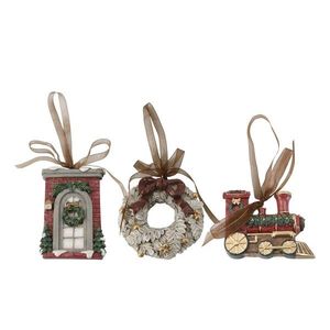 3ks višňovo-zlatá antik závěsná dekorace Noël - 6*1, 5*9cm 52084933 obraz