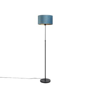 Stojací lampa černá s modrým sametovým stínítkem se zlatem 35 cm - Parte obraz