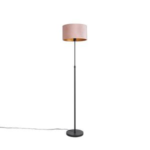Stojací lampa černá s růžovým sametovým stínítkem se zlatem 35 cm - Parte obraz