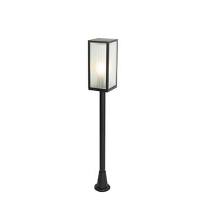 Venkovní stojací lampa černá s žebrovaným sklem 100 cm IP44 - Charlois Ribbed obraz