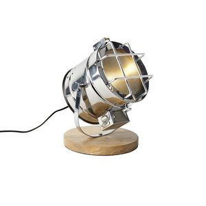 Průmyslová stolní lampa ocel sdřevem nastavitelná - Shiny obraz