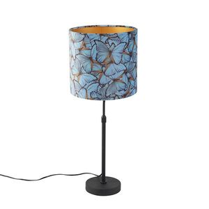 Stolní lampa černá ssametovým stínítkem smotýly azlatem 25 cm - Parte obraz