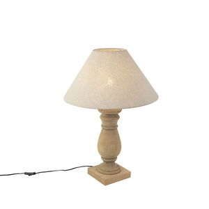 Rustikální stolní lampa s béžovým lněným stínítkem 50 cm - Catnip obraz