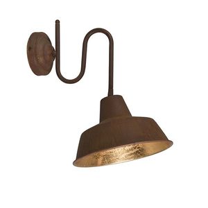 Průmyslová nástěnná lampa rezavá se zlatým vnitřkem - Factory obraz
