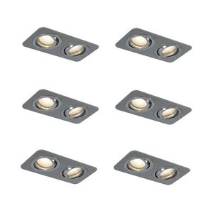 Sada 6 kulatých zapuštěných bodových svítidel Gunmetal GU10 50mm nastavitelná IP44 2-světla - Alberto obraz