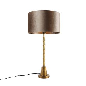 Stolní lampa bronzová se sametovým stínidlem taupe 35 cm - Pisos obraz