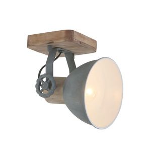 Industriële plafondspot hout met grijs draai- en kantelbaar - Gearwood obraz