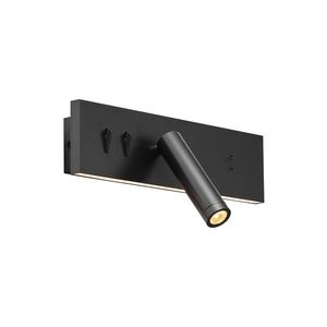 Moderní nástěnná lampa černá nastavitelná s USB-C vč. LED - Modric obraz