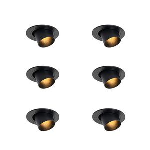 Sada 6 zapuštěných bodových světel černá GU10 35mm kulatá naklápěcí - Installa obraz