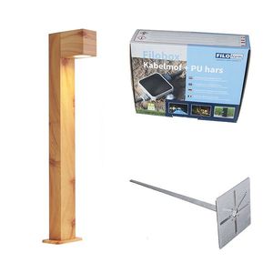Venkovní lampa hliníková s potiskem dřeva se zemním hrotem a kabelovou průchodkou 65 cm IP44 - Baleno obraz
