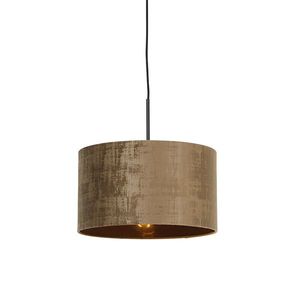 Moderní závěsné svítidlo černé s hnědým stínítkem 35 cm - Combi obraz