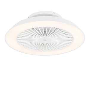 Chytrý stropní ventilátor bílý 59, 5 cm vč. LED stmívatelný s dálkovým ovládáním - Deniz obraz