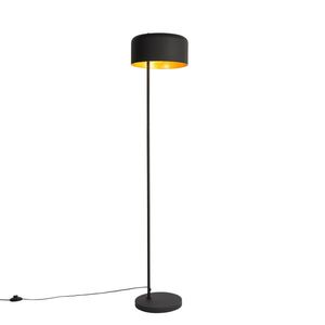 Retro stojací lampa černá se zlatým interiérem - Jinte obraz