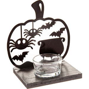 Dřevěný svícen s haloweenským motivem Happy Halloween – Dakls obraz