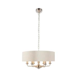 Endon 94357 - Lustr na řetězu HIGHCLERE 6xE14/40W/230V béžová/matný chrom 94357 obraz