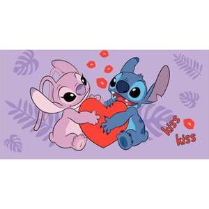 Fialová bavlněná dětská osuška 70x140 cm Lilo and Stitch "Kiss" – Jerry Fabrics obraz