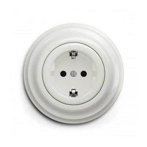 lap - Retro zásuvka domovní s rámečkem SCHUKO 230V/16A bílá KA0007+KA0106 obraz