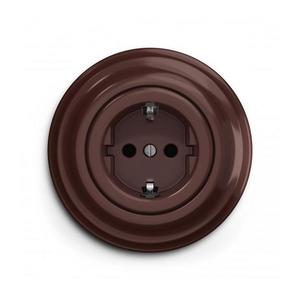 lap - Retro zásuvka domovní s rámečkem SCHUKO 230V/16A hnědá KA0034+KA0109 obraz