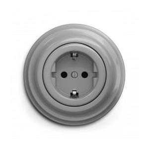 lap - Retro zásuvka domovní s rámečkem SCHUKO 230V/16A šedá KA0052+KA0111 obraz