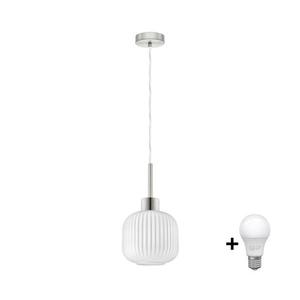 Eglo LED Lustr na lanku HARMA 1xE27/60W/230V pr. 20 cm matný chrom/bílá 1xEG32515+1xNSLA55459 obraz