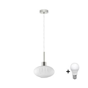 Eglo LED Lustr na lanku HARMA 1xE27/60W/230V pr. 25 cm matný chrom/bílá 1xEG32515+1xNSLA55466 obraz