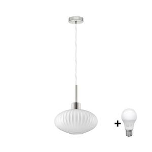 Eglo LED Lustr na lanku HARMA 1xE27/60W/230V pr. 30 cm matný chrom/bílá 1xEG32515+1xNSLA55473 obraz