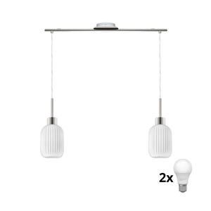 Eglo LED Lustr na lanku HARMA 2xE27/60W/230V matný chrom/bílá 1xEG32519+2xNSLA55442 obraz