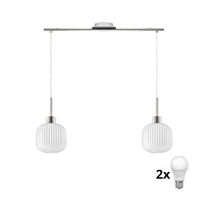 Eglo LED Lustr na lanku HARMA 2xE27/60W/230V matný chrom/bílá 1xEG32519+2xNSLA55459 obraz