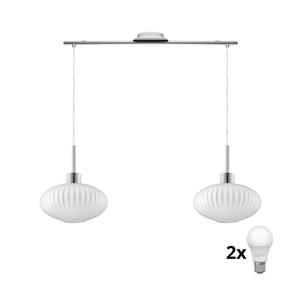 Eglo LED Lustr na lanku HARMA 2xE27/60W/230V matný chrom/bílá 1xEG32519+2xNSLA55473 obraz