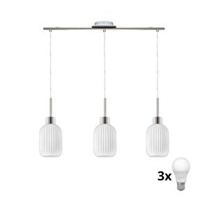 Eglo LED Lustr na lanku HARMA 3xE27/60W/230V matný chrom/bílá 1xEG32521+3xNSLA55442 obraz