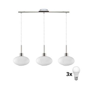 Eglo LED Lustr na lanku HARMA 3xE27/60W/230V matný chrom/bílá 1xEG32521+3xNSLA55466 obraz