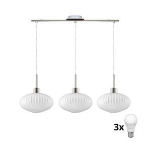 Eglo LED Lustr na lanku HARMA 3xE27/60W/230V matný chrom/bílá 1xEG32521+3xNSLA55473 obraz
