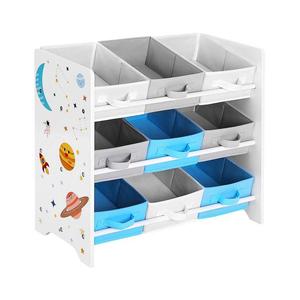 Dětský úložný regál s látkovými boxy ANET modrá/bílá GKR33WT obraz