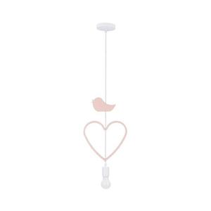 Dětský lustr na lanku HEART 1xE27/20W/230V růžová/bílá 31-12098 obraz