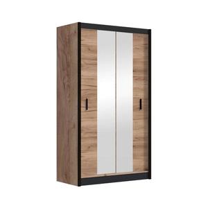 Šatní skříň se zrcadlem MIRO 120x215 cm dub craft/černá CRAFT 120 Craft/Czarny obraz