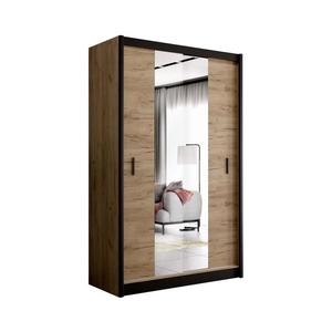 Šatní skříň se zrcadlem MIRO 150x215 cm dub craft/černá CRAFT 150 Craft/Czarny obraz