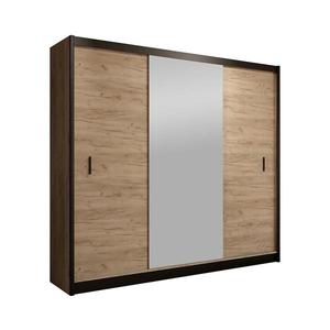 Šatní skříň se zrcadlem MIRO 203x215 cm dub craft/černá CRAFT 203 Craft/Czarny obraz